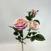 3-Head Single Stem Artificial Garden Rose, Blush Pink Gradient