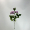 3-Head Single Stem Artificial Garden Rose, Dusty Lavender Purple