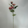 3-Head Single Stem Artificial Garden Rose, Blush Pink with Pale Yellow Edge