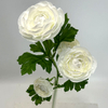 4-Head Single Stem Artificial Ranunculus, Pure Cream White