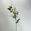 3-Head Single Stem Artificial Garden Rose, Pure Cream White