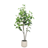 Artificial Green Leafy Tree in Black Plastic Pot