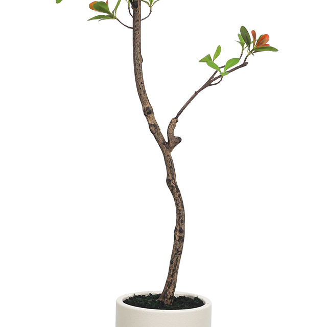 Artificial Orange-Leaved Tree in White Pot