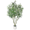 98inch Faux Olive Tree Tall,Olive Trees Artificia Indoor with White Planter for Home Office Living Room Bedroom Stairs Foyer Decor