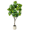 Faux Fiddle Leaf Fig Tree 59inch - Tall Green Silk Artificial Plant Potted Fake Fig Tree for Home Office Corner Decor Indoor