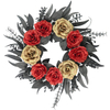 Artificial 24inch Red And Gold Rose with Black Leaf Halloween Wreath