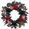 Artificial 26-inch Halloween Black And Red Rose And Berry Vine Wreath Door And Wall Decor