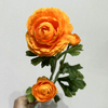 3-Head Single Stem Artificial Ranunculus, Vibrant Orange