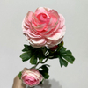 3-Head Single Stem Artificial Ranunculus, Blush Pink Ombré.