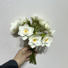 Pure White with Yellow Center,Artificial White Daffodil Bouquet