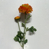3-Head Single Stem Artificial Ranunculus, Orange-Yellow Bi-Color Ombré