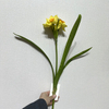 3-Head Single Stem Artificial Daffodil, Light Yellow with Orange Ruffled Center
