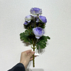 Artificial Two-Tone Light Purple Ranunculus, Multi-Bloom Bush with Green Foliage