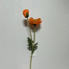 Artificial Orange Poppy Stem, Double Bloom with Foliage