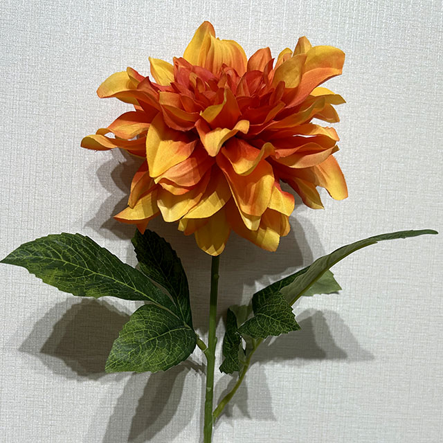 Artificial Fire Orange-Yellow Dahlia Stem