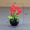 Potted bloom: Mixed-color Mini Artificial Flower & Foliage Potted Plant (15cm Black Striped Pot)