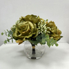 Artificial Vintage Olive Green Rose & Hydrangea Mixed Bouquet