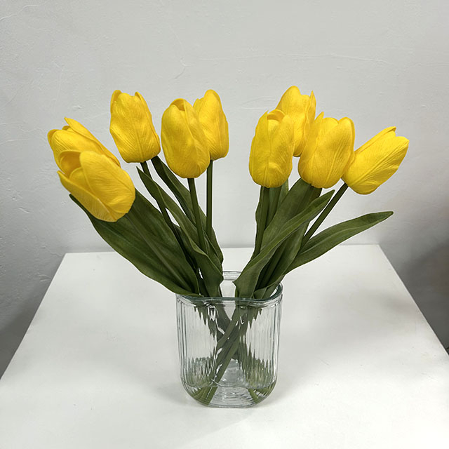 Artificial Bright Yellow Real-Touch Tulip Stem Bundle