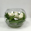 Artificial Pure White Tulip Arrangement in Round Glass Vase