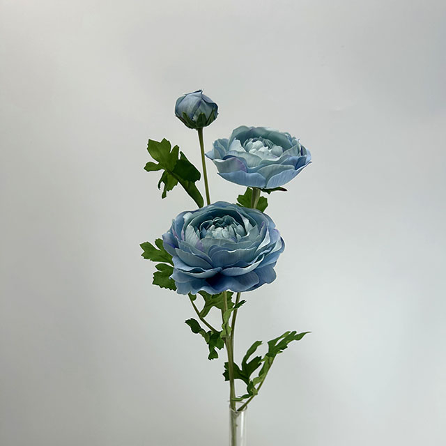 Single Stem Artificial Ranunculus, Dusty Blue