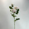 3-Head Single Stem Artificial Garden Rose, Cream White with Blush Pink Center.