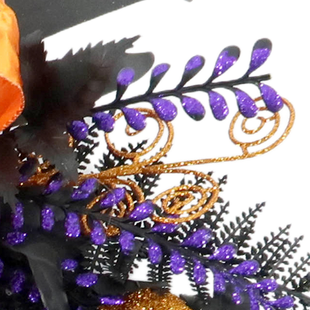 Halloween Artificial Orange Bow Wreath Suitable for Front Door Wall Hanging Holiday Decoration