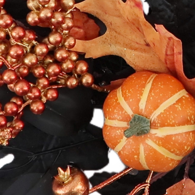 Halloween 26 Inch Artificial Wreath Ornaments Front Door Window Hanging Decoration Pumpkin Maple Leaf