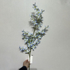 Artificial Two-Tone Blue & White Star Flower Branch, Long Stem with Green Foliage