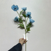 Artificial Sky Blue Poppy Stem, 7-Bloom with Foliage
