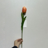 Artificial Orange Tulip Stem, Long Stem with Foliage