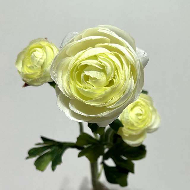 Artificial Cream-White Multi-Bloom Ranunculus Stem