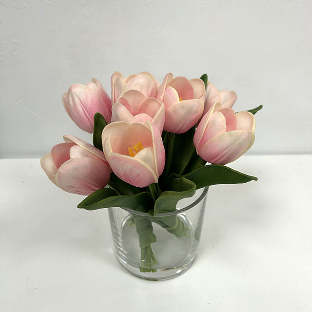 Artificial Blush Pink Open Tulip Stem Bundle
