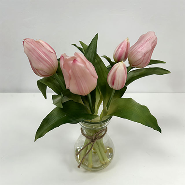 Artificial Blush Pink Striped Tulip Stem Bundle