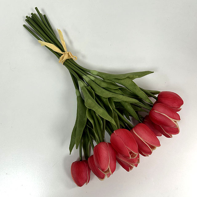 Artificial Deep Red Tulip Stem Bundle