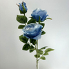 3-Head Single Stem Artificial Garden Rose, Dusty Sky Blue