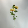 3-Head Single Stem Artificial Ranunculus, Cream Yellow with Peach Gradient