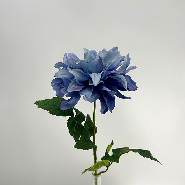 Single Head Artificial Dahlia, Dusty Blue with Lavender Accents