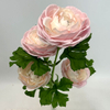 4-Head Single Stem Artificial Ranunculus, Blush Pink Ombré