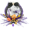 Faux 20inch Halloween Wreath with Spider Skull and Haunted House Thanksgiving Holiday Decoration