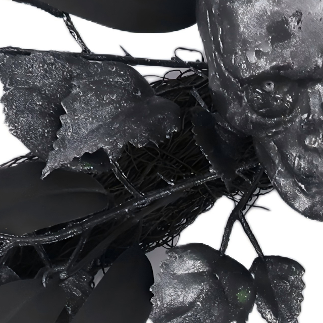 Halloween 24-inch Artificial Skull Wreath Creepy Gothic Decor