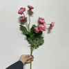 Artificial Long Stem Pink Ranunculus, Multi-Bloom with Green Foliage
