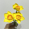 3-Head Single Stem Artificial Daffodil, Bright Yellow with Orange Ruffled Center