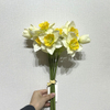 White Petal with Bright Yellow Ruffled Center,Artificial Daffodil Bouquet