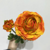 3-Head Single Stem Artificial Ranunculus, Orange-Yellow Bi-Color Ombré