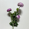3-Head Single Stem Artificial Ranunculus, Deep Lavender Purple Ombré with Buds