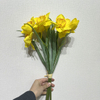Artificial Yellow Daffodil Bouquet, Bright Yellow with Orange-Ruffled Center