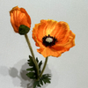Artificial Orange Poppy Stem, Double Bloom with Foliage
