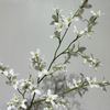 Artificial White Star Flower Branch, Long Stem with Green Foliage