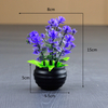 Potted bloom: Mixed-color Mini Artificial Flower & Foliage Potted Plant (15cm Black Striped Pot)