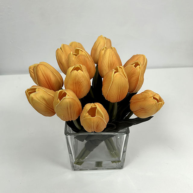 Artificial Warm Apricot Yellow Tulip Stem Bundle